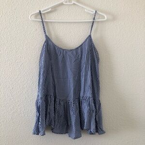 Blue and white old navy peplum babydoll tank top